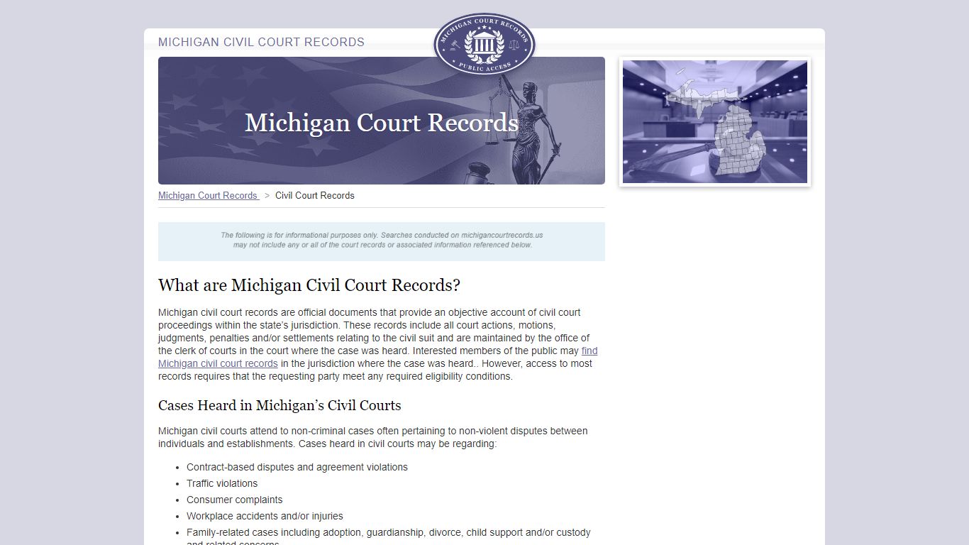 Michigan Civil Court Records | MichiganCourtRecords.us